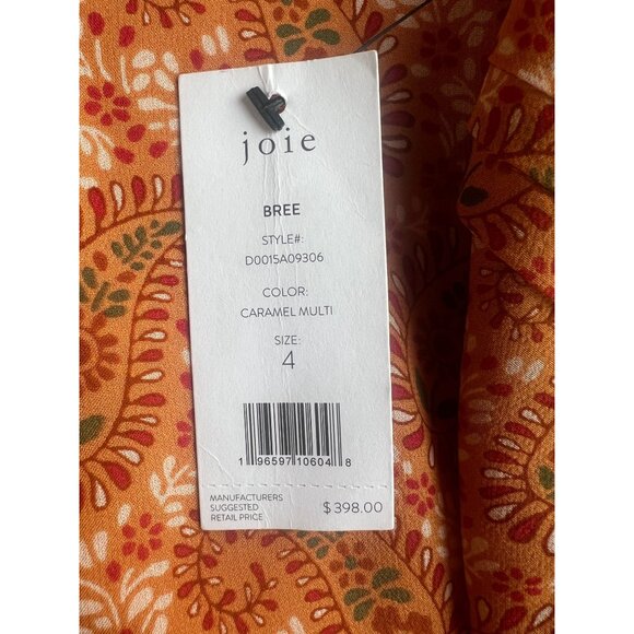 Joie Bree Caramel Multi Paisley Print Mini Silk Dress Size 4 - Picture 5 of 16